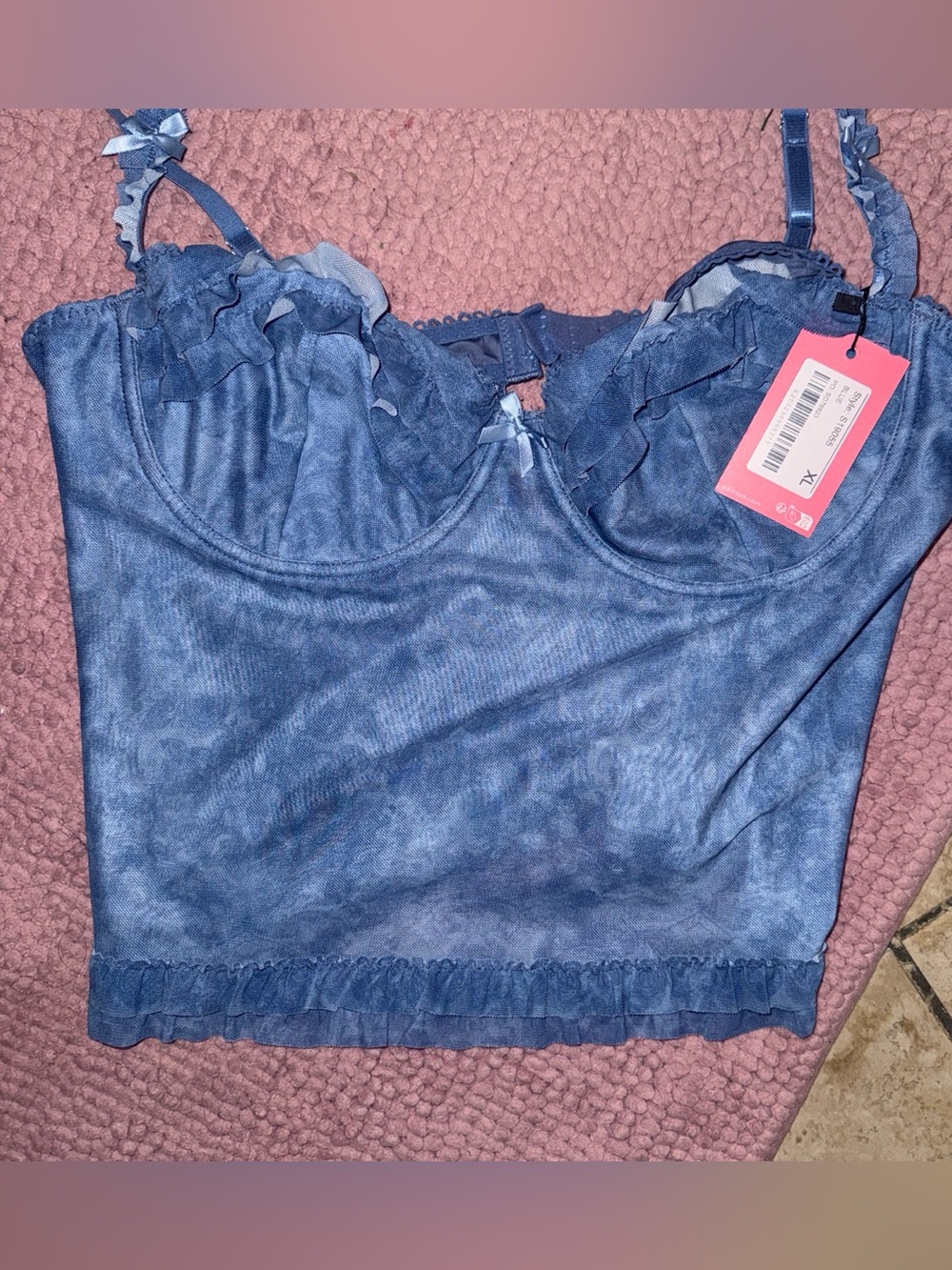 Edikted Indigo Blue Ruffle Trim Corset xl